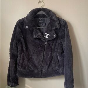 Lucky Brand Dark Grey Teddy Jacket Size Lg
